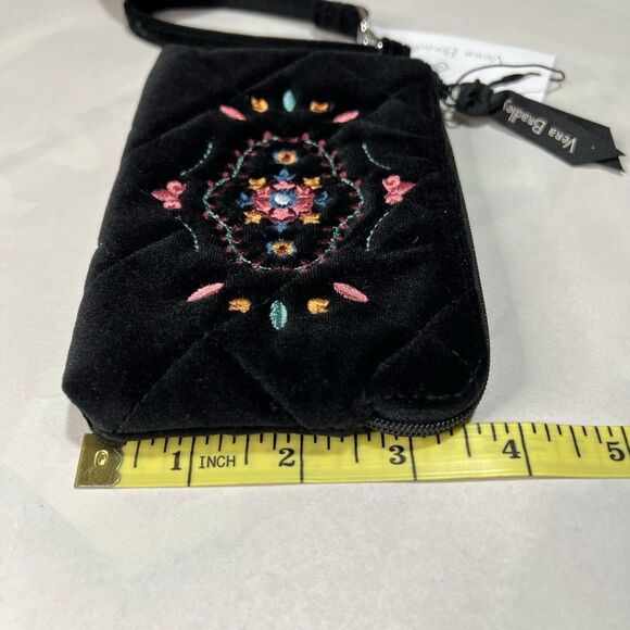 Vera Bradley Black Velvet Winter Ornaments Clip & Zip Mini Pouch Embroidered New - Picture 8 of 8